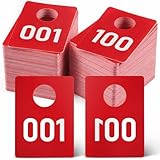 Jetec 2 Series de Tickets de Guardarropa Numerados 1-100, Fichas de Plástico Numeradas, Impresión a Doble Cara con Diseños Estándar y Espejados, Boletos de Rifa para Eventos en Vivo