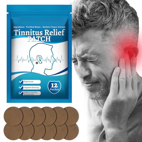 Tinnitus Relief Patches, Natural Herbal Tinnitus Relief Treatment Ear Patch, for Ear Ringing, Ear Pain, Relief Hearing Loss and Protect Ear Health, 12Pcs (1 Pack)