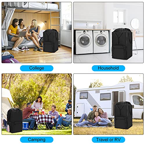 Laundry Bag Backpack, 2 In 1 Heavy Duty Laundry Hamper Basket For College Dorm Room Essentials, With Adjustable Shoulder Straps And Mesh Pocket For Apartment, Laundromat, Travel, Camping (Black) #TOP6