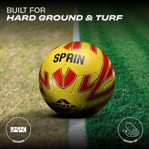 Image of Nivia Kross World Football (Spain) Training Ball, 32 Panels, Durable Rubber Hand-Stitched, Latex Bladder, As Per AIFF Standards, to Play On Both Natural and Artificial Grass (Size - 5, Multicolor)