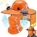 Aolamegs Safe Solar Hard Hat Fan Sun Shade Full Brim Mesh Neck Shield with 2 Cooling Fans Neck Gaiter Safety Face Mask Attachment for Summer Outdoor Construction Labor Accessories Orange