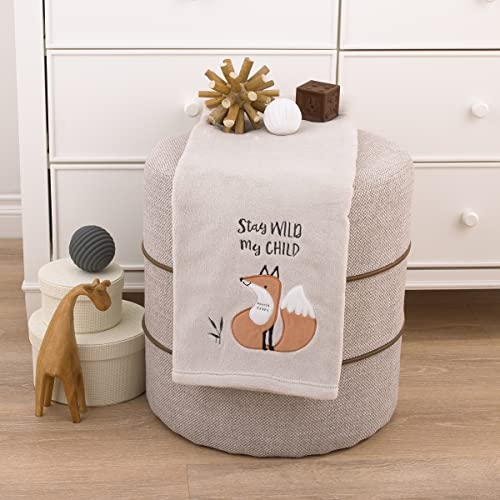 Image of Little Love by NoJo Woodland Meadow Taupe and Tan, Fox Stay Wild My Child Super Soft Applique Baby Blanket