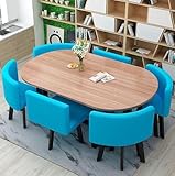 Modernes 7-teiliges ovales Esstisch-Set mit 6 Stühlen für Küche & Esszimmer