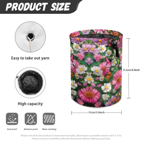 Image of Sellikakes Guinea Pig Flower Crochet Storage Bag Yarn Holder, Knitting Bags with Drawstring, Portable Mini Yarn Holder Store Crocheting Project Knitting Accessories