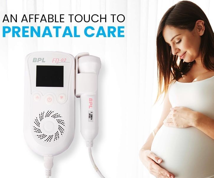 Image of BPL Medical Technologies FD-02 Fetal Doppler Smart Noise Reduction & Heartbeat Detection Machine with in-Built Speaker for Home and Clinic Use - White