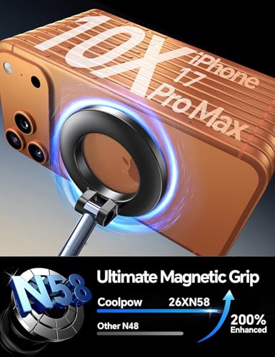 Image of Coolpow【Newest Vacuum Magnetic Phone Holder for Car Phone Holder Mount【Movable Vacuum Suction】 Magsafe Car Mount Cell Phone Holders for Your Car Accessories for Women Men for iPhone 17 16 -Black