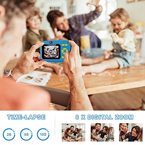 Kids Camera Toys For 4-8 Year Old Boys, Selfie Camera For Kids Gift For Boys Age 3-6,Kids Time Lapse Camera With 32G Memory Card (Blue) By Elimiic #TOP5