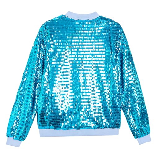 Image of YIYI Mens Jacket Bomber Sequin Sparkly Varsity Unique Glitter Jacket Male Party Shiny Outwear Coat Birthday Holiday Clothes