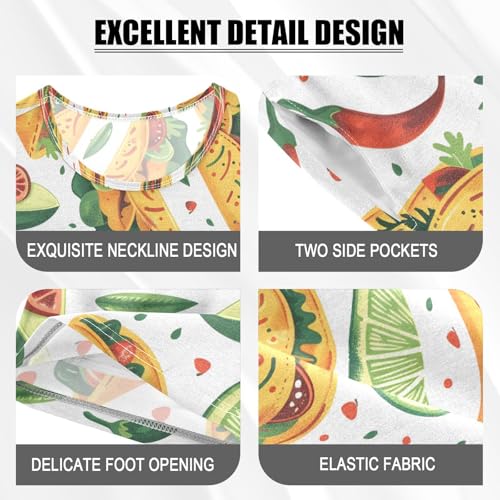ALAZA Tacos Lemon Leaf Pajamas Short Sleeve 2 Piece Sleepwear Top and Bottom Pajama Set Unisex4