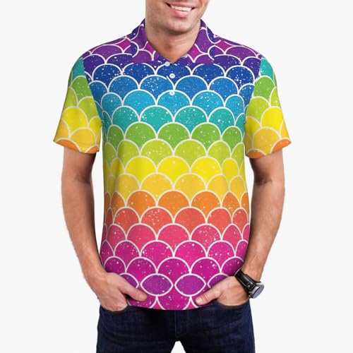 Polo de golf arc-en-ciel pour homme à manches courtes léger