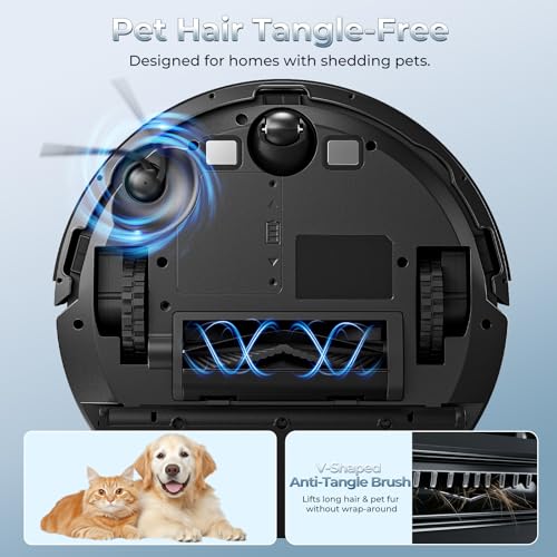 Image of Kilgone Robot Vacuum and Mop Combo with Self Emptying Station, 6000Pa Suction Anti Tangle Brush LiDAR Navigation Multi Floor Mapping, 90 Day Hands Free Smart Laser Robotic Cleaner for Pet Hair Carpet