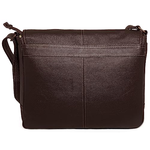 Bolsa Pasta Carteiro Masculina Tiracolo De Couro Bovino Cor:Marrom