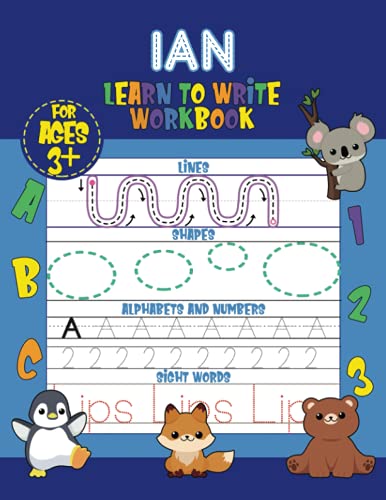 Ian Learn to Write Workbook - Lines, Shapes, Alphabets, Numbers, and Sight Words: Personalized Children Letter Tracing Workbook for Ages 3-5, ... with Colorful Pictures and Example Words image 2