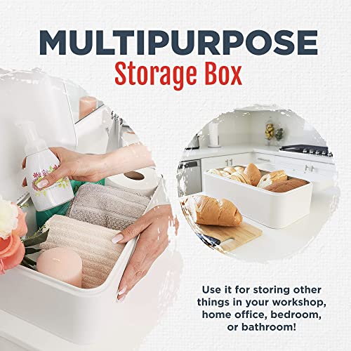 Culinary Couture Large White Bread Box For Kitchen Countertop - Bread Storage Container - Powder-Coated Stainless Steel Vintage Bread Boxes For Kitchen Counters - Bonus Recipe Ebook #TOP4