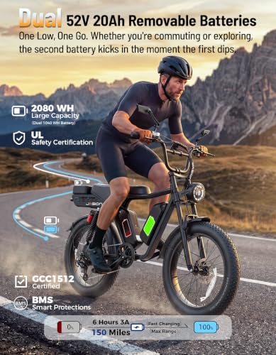 Image of Jasion RetroVolt Max Electric Bike, Dual Battery, 150-Mile Range, Fat Tire
