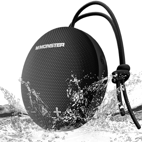 Monster Bluetooth Speaker, IPX8 Shower Speaker Waterproof, Bluetooth 5.4 with Loud HD Sound and Robust Bass, Extra Long Playtime Punchy, for Home, Beaches Portable Wireless Outdoor Speakers