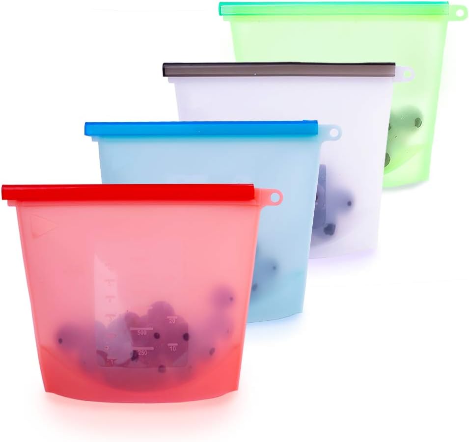 Reusable Silicone Food Storage Bags, 4PACK Bestobal Preservation Storage Container