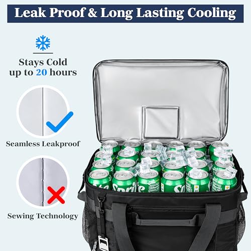 OPUX Collapsible Soft Cooler Bag 48 Can Large Insulated Cooler, Leakproof Soft Sided Cooler with Shoulder Strap & Bottle Opener, Portable Foldable Travel Cooler for Beach, Camping, Road Trip, Black by opux - Image 6