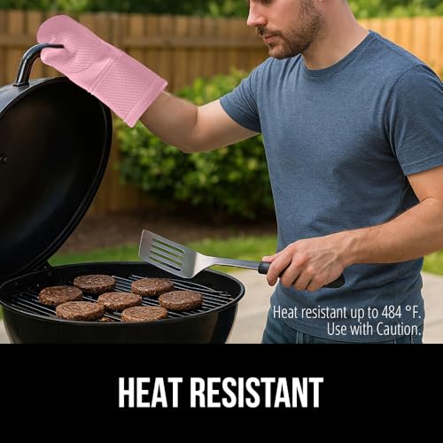 image for GORILLA GRIP BPA-Free Soft Silicone Oven Mitts, 14.5x8.3, Heat Resista