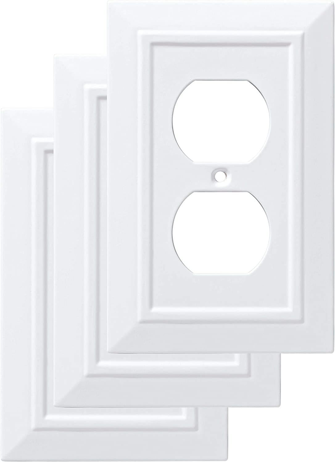 Franklin Brass W35242V-PW-C Classic Architecture Wall Plate & W35241-PW-C Classic Architecture Single Switch Wall Plate & Classic Architecture Wall Plate, Pure White Triple Casual Switch