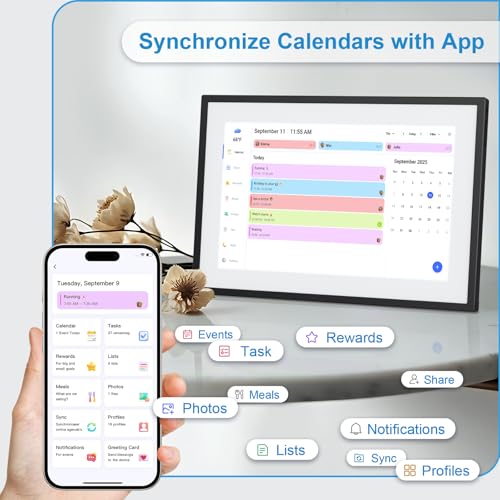 Image of 10.1 Inch Digital Calendar+Digital Picture Frame, 2026 Desk Calendar Smart WiFi Planner & Chore Chart, IPS HD Interactive Touchscreen Display Gifts for Women Men, Gifts for Mom Dad