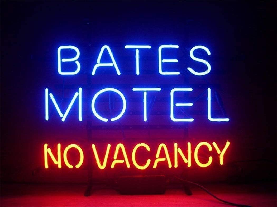 Neon Signs 20"x16" Bates Motel No Vacancy Neon Sign Beer Bar Pub Man Cave Business Glass Lamp Light DA42