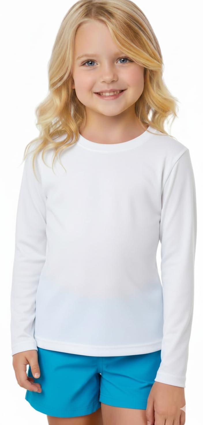 INGEAR Girls Long Sleeve Rash Guard Swim Shirt Outdoor Sports Shirt Lightweight Athletic Tee Protective