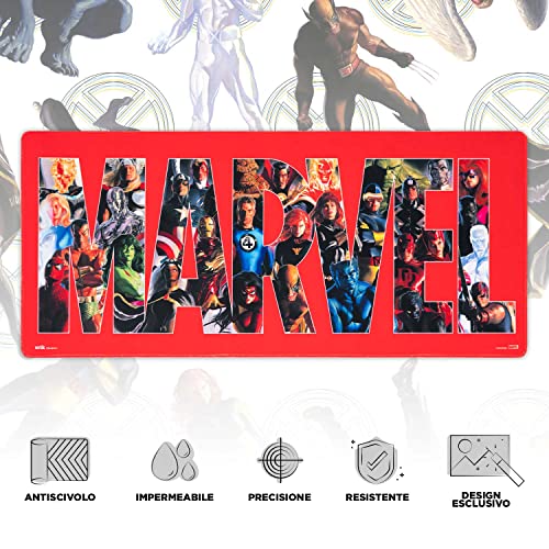 : Tappetino Mouse Avengers | Tappetino mouse Marvel XXL, base antiscivolo, 100% waterproof e con rifiniture di qualità, 80 x 35 cm, Tappetino Gamer - Mousepad - Immagine 1