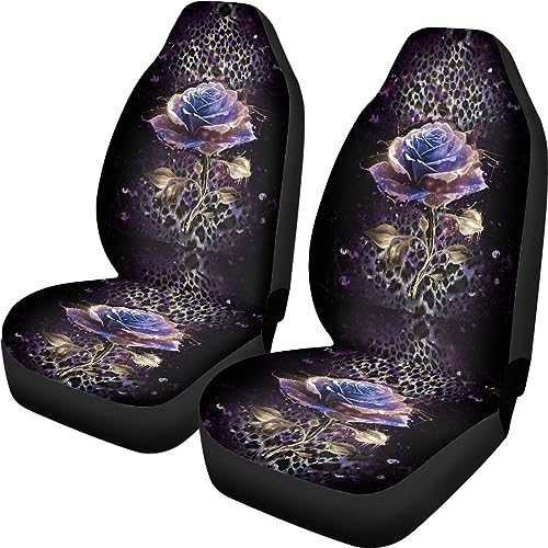 Housses de siège léopard rose 2 pièces pour sièges avant de voiture et camion (52x138 cm)