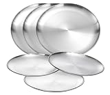 Plato llano de acero inoxidable de grado alimenticio para platos principales, carne a la parrilla, postre, ensalada y fruta, 9 pulgadas (23 cm), gran capacidad (9 pulgadas, 2 unidades)