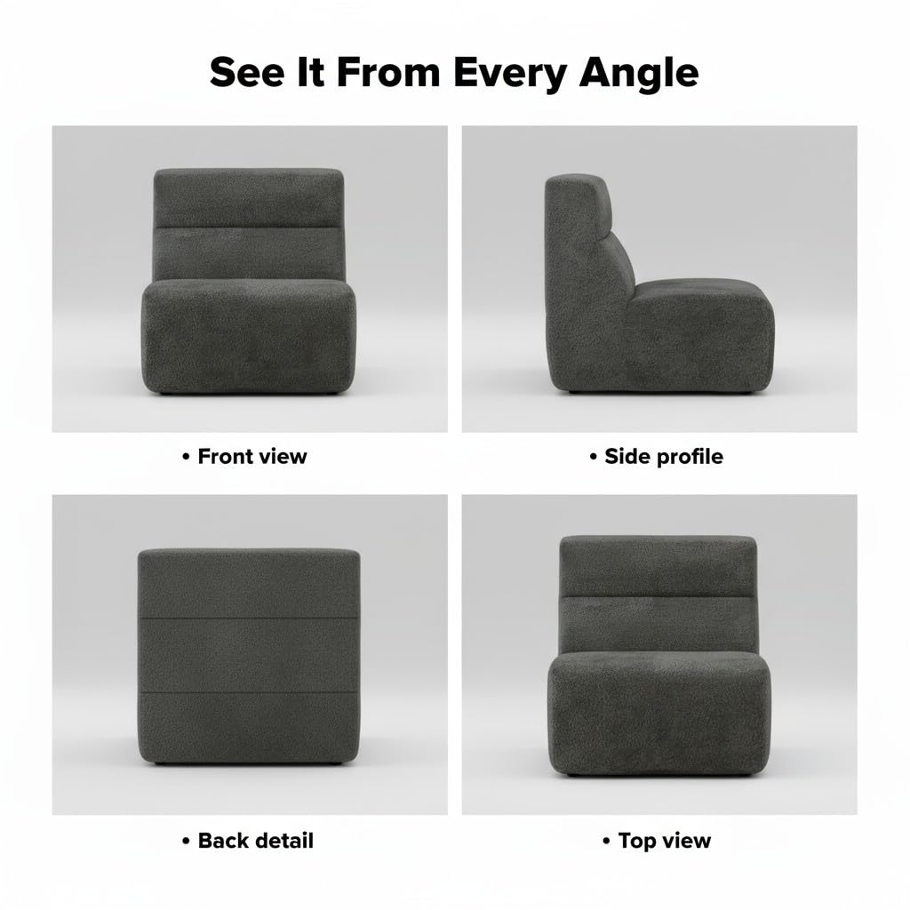 Bodenstuhl mit Hochdichtem Schaumstoff, Grau Ergonomischer Meditationsstuhl, Lazy Sofa, Relaxsessel für Wohnzimmer (Dunkelgrau)