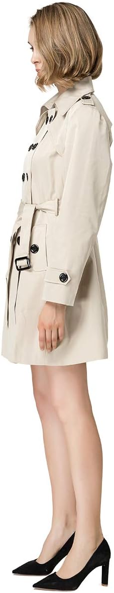 NANJUN Women's Double-Breasted Trench Coat Classic Lapel Overcoat Slim Outerwear Waterproof Coat with Belt Buckle - Image 4