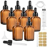 Annickee Flacon Pipette, Petit Flacon Compte Gouttes en Verre Ambré - Conception Carrée ...