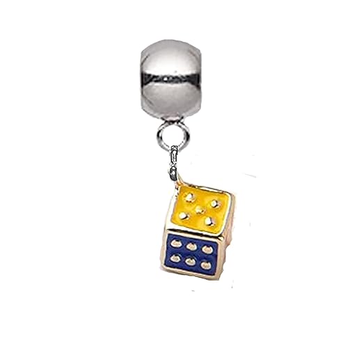 Charms to Fit Modern Style Charm Bracelets (Silver, Dice, 3d, 6-sided)