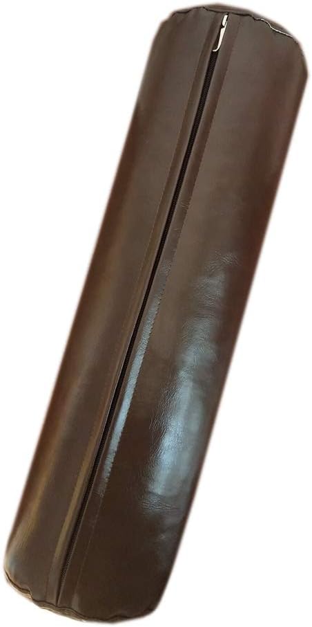 PU Leather Waterproof Long Bolster Cervical Pillow Round Roll Cylinder Bolster Neck Pillow Waist Back Pillow Creative Feet Support Cushion (Coffee, 18×50cm)