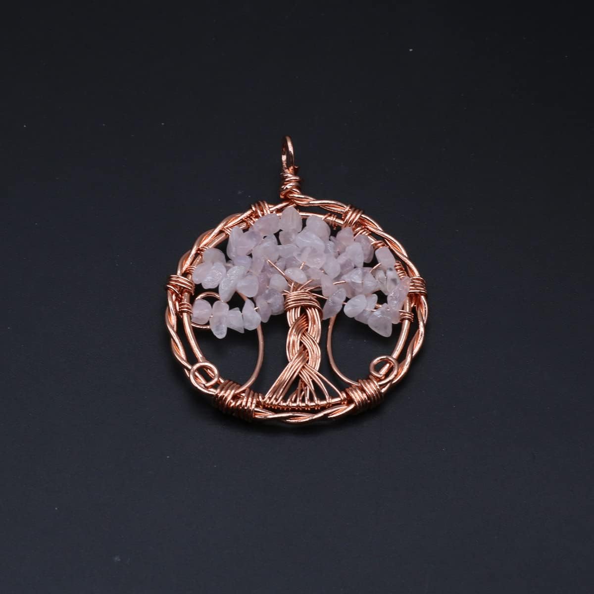 QSLLER 3PCS Healing Pendant Natural Stone Crystal Garnet Amethyst Chakra Chips Round Wire Winding Charms for Making DIY Necklace Jewelry - Image 5