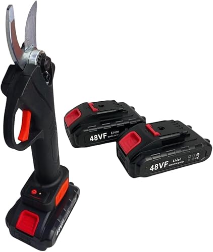 SQUADO Tijeras de podar eléctricas de 48 V, tijeras profesionales con 2 baterías Li-ion, corte de 28 mm, varios colores