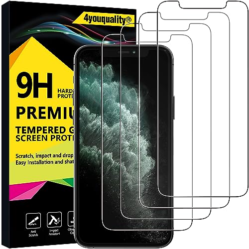 4youquality [4-Pack Screen Protector for iPhone 11 Pro Max and iPhone XS Max Tempered Glass Film Screen Protector [LifetimeSupport][Anti-Scratch][Anti-Shatter]