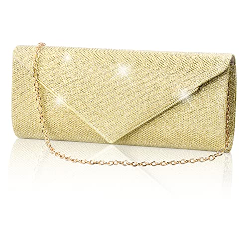 Clutches femme paillettes brillant et petits sacs à main enveloppe avec longue chaîne