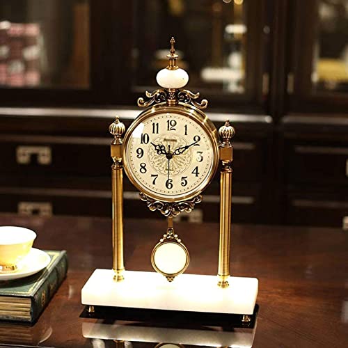 Reloj clásico de madera con acabados premium de mármol para hogar 2