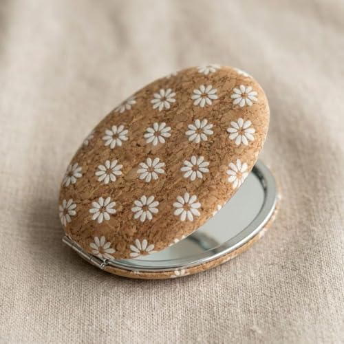 Image of Pocket Makeup Mirror | Small Compact Face Mirror for Makeup | Cute Waffle Design Portable Pocket Size Mirror for Purse & Travel (Oval + White)