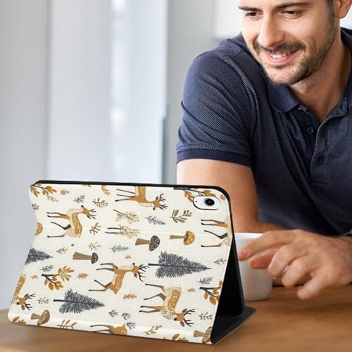 Housse iPad 11 2025 et 10.9 motif élan et champignon avec support - 2