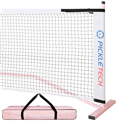 Pickletech Portable Pickleball Net Outdoor 22Ft Regulation Size Set 3.0 Reinforced Version (Pink) #TOP1