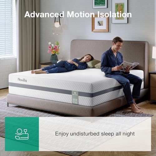 Image of Novilla King Mattress, 14 Inch King Size Mattress with Upgraded Dual-Support for Spinal Alignment & Pressure Relief, NanoGEL Memory Foam Mattresses, Cooling & Breathable, Ideal for Master Bedrooms