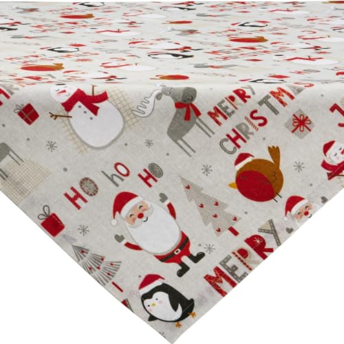 Erwin Müller Mitteldecke Merry Christmas grau-rot Größe 110x110 cm