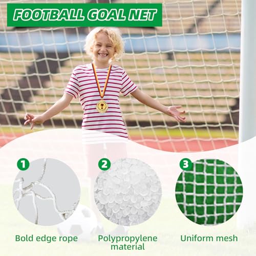 2 Piezas Red de Portería Fútbol, ​3 x 2m Red de Portería de Fútbol Hecha de Fibra de Polipropileno,Red de Reemplazo de Redes de Portería,para Equipos de Entrenamiento de Partidos Deportivos - imagen 3