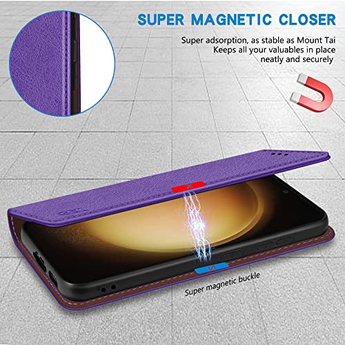 Image of ZZXX for Samsung Galaxy S23 Wallet Case Strong Magnetic 6.1 inch,Purple