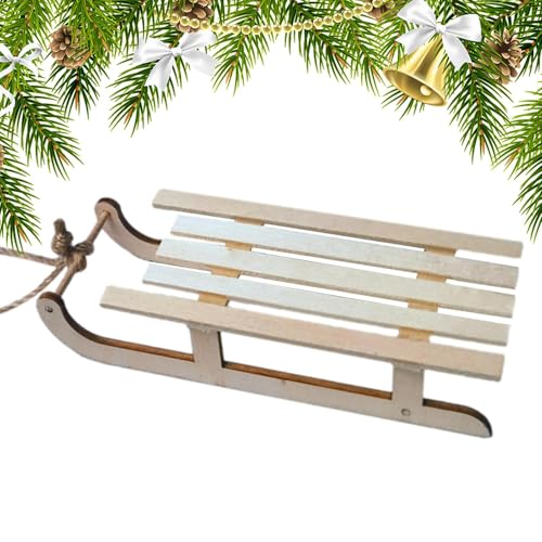 Décoration de luge de Noël, luge de Noël, décoration de luge en bois, luge miniature, luge en bois rustique pour cheminée, chambre à coucher, porte, livres