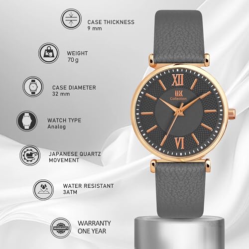 Image of IIK COLLECTION Watches for Women Round Dial |Analogue Quartz Movemnet Ladies Watch|Long Battery Life|Leather Bracelet Strap|Buckle Lock Clasp Safety Watches for Girls