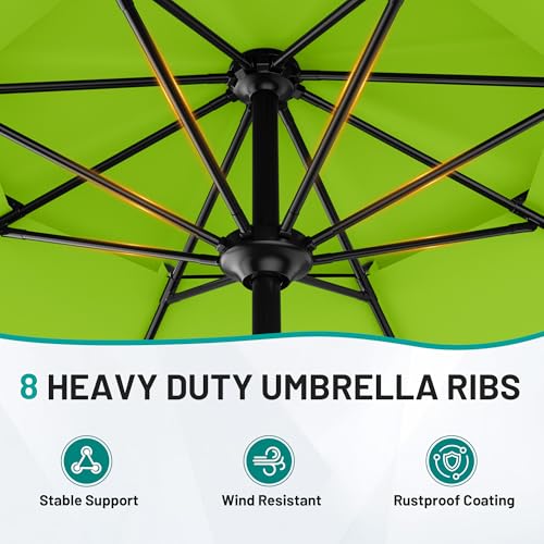 Image of AreShark 10ft 2 Tiers Patio Umbrella - Outdoor Umbrella Waterproof UV Protection, Market Table Umbrella w /Push Button Tilt&Crank for Pool, Porch, Garden(Apple Green)